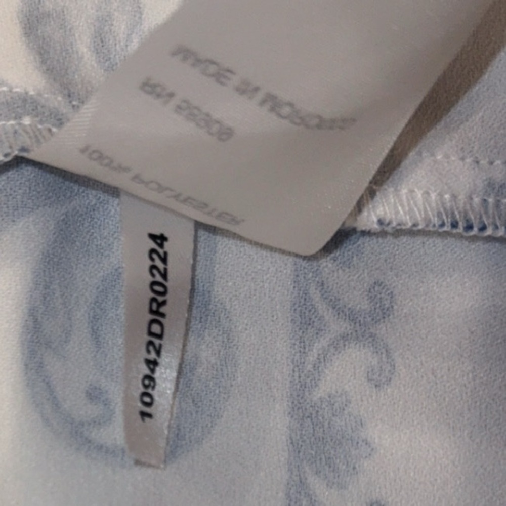 Alex Marie Wren Flor Blue Chinoiserie Scroll Mini Dress tie belt size 8 medium - Picture 9 of 12